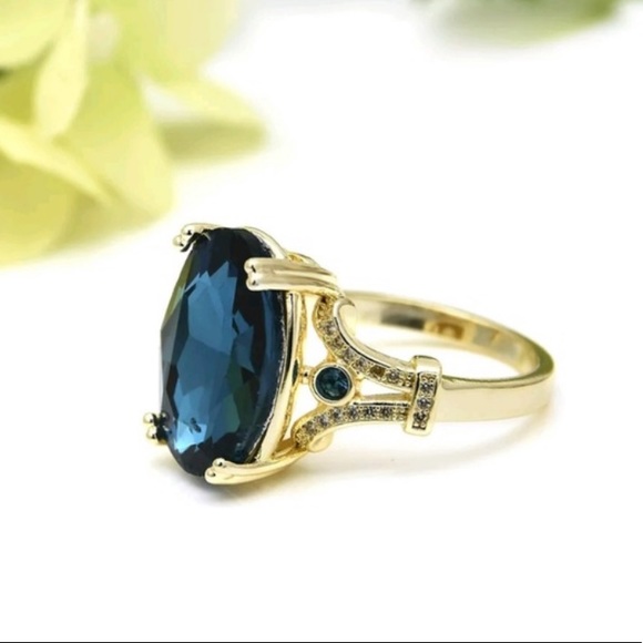 New Gold Oval Cut Gemstone Birthstone Wedding En - Picture 3 of 5